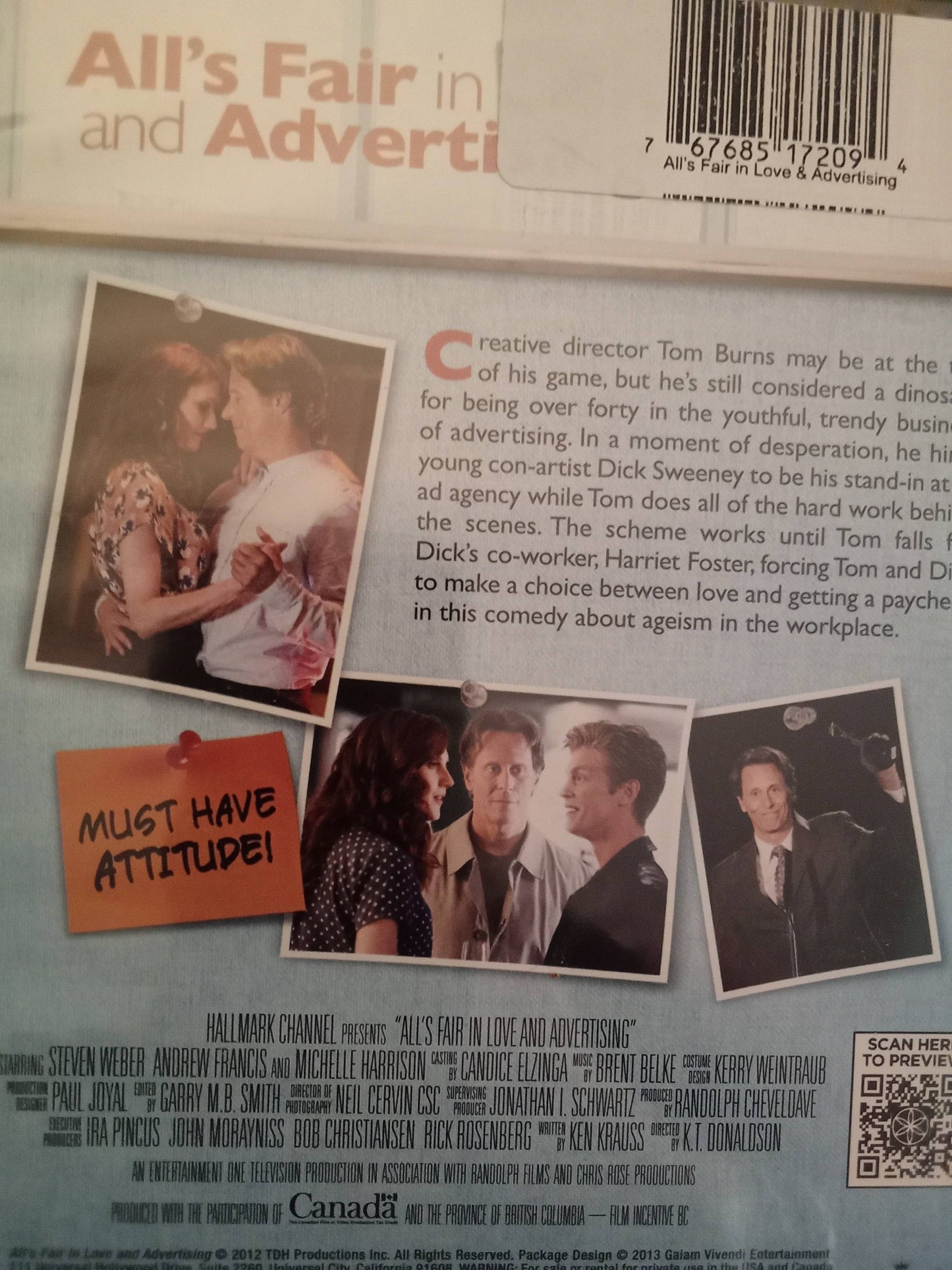 All's Fair In Love and Advertising (2013) DVD with Steven Weber in a DVD CASE with COVER ART and Shrink Wrap