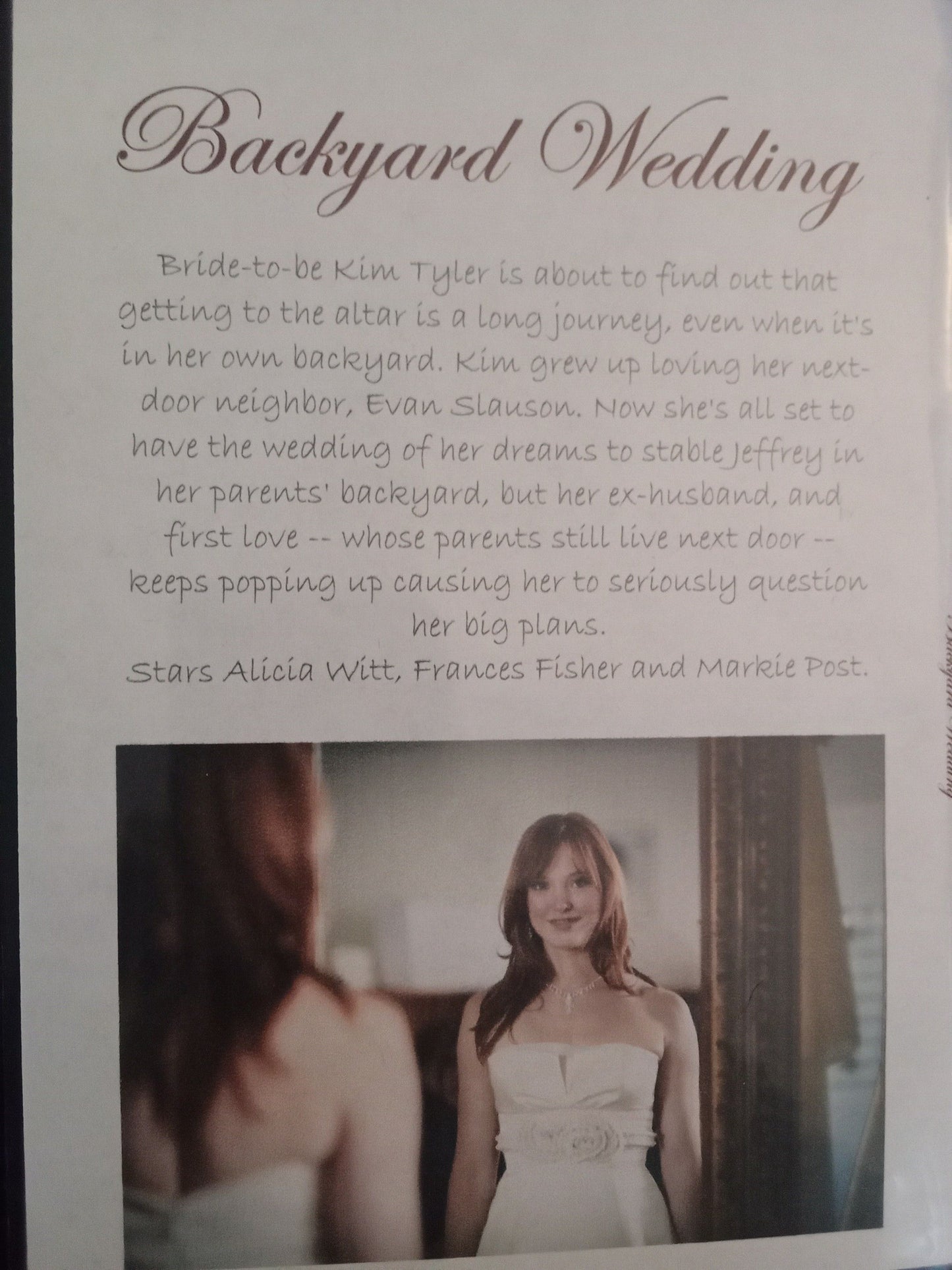 Backyard Wedding (2010) DVD with Alicia Witt in a DVD Case with artwork