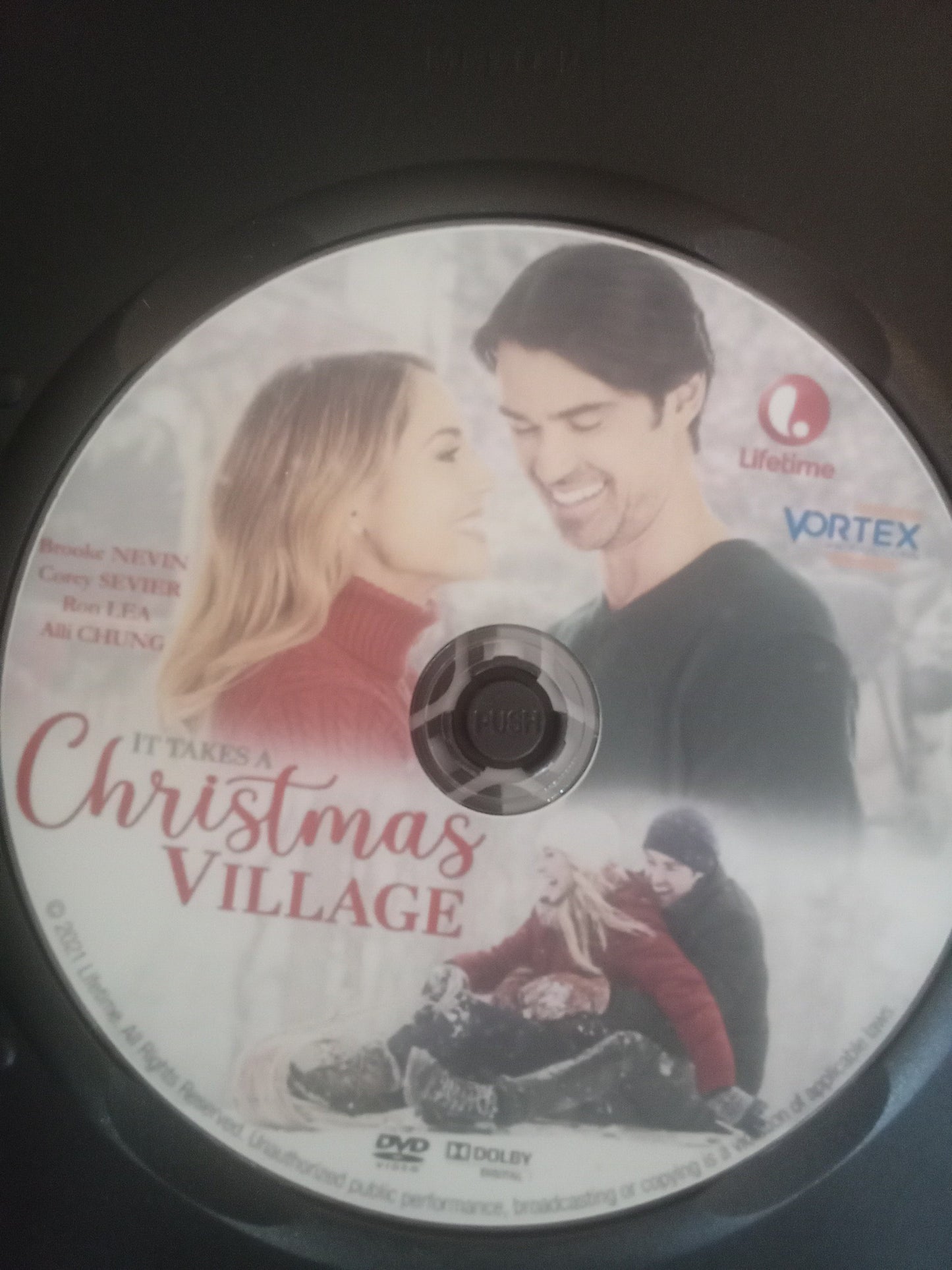 It Takes A Christmas Village (2023) DVD with Corey Sevier in a DVD CASE with COVER ART
